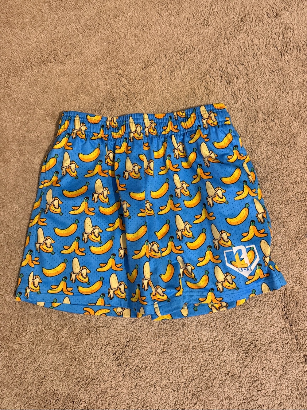 Kids Blue Banana-Print Elastic Waist Shorts